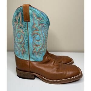 Justin Bent Rail Cowboy Boots Mens 10D Tan Leather BR748 Mid Calf Square Toe